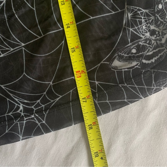 ASOS Top Black Sheer Cropped Long Sleeve Spider Web Moth Print Gothic Trad Goth - Picture 13 of 14